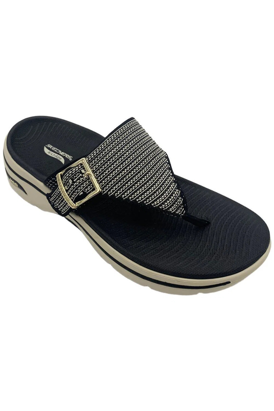 Skechers Women's Go Walk Arch Fit 2.0 Resort Day Sandals Black/Natural - Medium